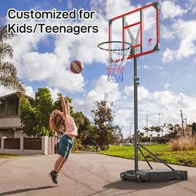 Yohood Kids Basketball Hoop Outdoor 4.82-8.53ft Adjustable, Portable Basketball Hoops & Goals for Kids/Teenagers/Youth in Backyard/Driveway/Indoor, with Enlarged Base and PC Backboard - Image 3