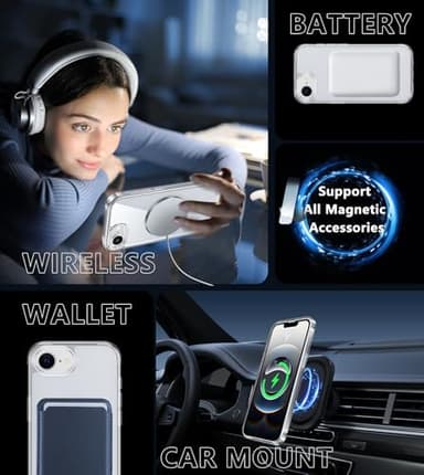 FNTCASE for iPhone 16e Case: Clear Magnetic Rugged Protection | Slim Anti Yellowing Phone Cases | Shockproof Scratch-Resistant Transparent Phone Cover (A-Clear) - Image 6
