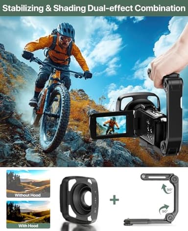 4K Video Camera Camcorder 64MP Vlogging Camera for YouTube 3.0" Touch Screen 18X Digital Zoom IR Night Vision with External Stereo Microphone,Remote,Lens Hood,Handheld Stabilizer,32G Card &2 Batteries - Image 4
