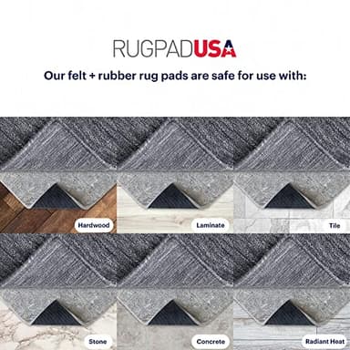 RUGPADUSA - Dual Surface - 6'x9' - 1/2" Thick - Felt + Rubber - Non-Slip Backing Rug Pad - Adds Comfort and Protection - for Hard Surface Floors - Image 5