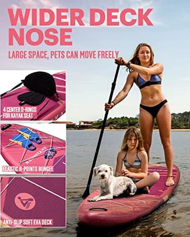 Skatinger 11'6×35" Super Wide Inflatable Paddle Board, Ultra Stable Stand Up Paddleboards for 450lb/3 People/Family/Big Size w/Shoulder Strap, 100L Backpack, All-Round Sup Board, US Fin - Image 4