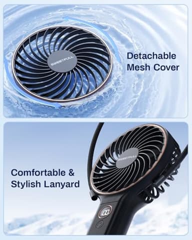 SWEETFULL Handheld Portable Fan, 5000mAh Rechargeable Battery, 6 Speed Wind, LED Digital Display, Foldable Electric Personal Mini Travel Fan with Backup Power, Summer Essentials Gifts for Women Girl - Image 8