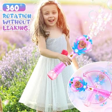 Beria Toys for Girls: Princess Toy Bubble Wand, Birthday Gifts for 3 4 5 6 7 8 Years Old Girl, Bubbles Machine Fairy Wands for Kids Light Up with Bubble Solution, Toddler Girl Toys Age 4-5 - Image 5
