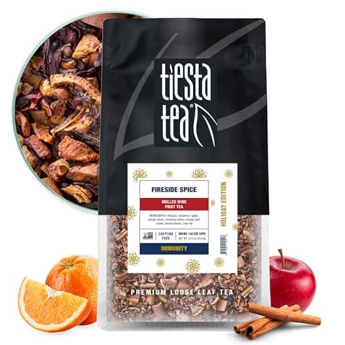 Tiesta Tea - Fireside Spice, Mulled Wine Herbal tea, Premium Loose Leaf Tea Blend, Non Caffeinated Holiday Teas, Make Hot or Iced & Brews Up to 200 Cups - 16 Ounce Resealable Bulk Pouch - Image 1