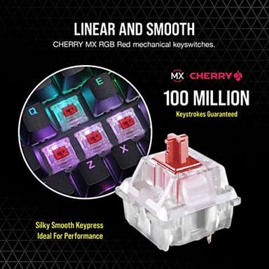 Corsair K70 RGB PRO Wired Mechanical Gaming Keyboard (Cherry MX RGB Red Switches: Linear and Fast, 8,000Hz Hyper-Polling, PBT Double-Shot PRO Keycaps, Soft-Touch Palm Rest) QWERTY, NA - Black - Image 5