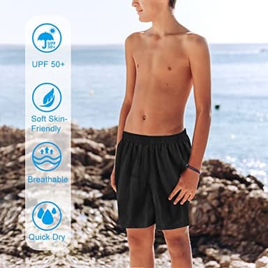 Cozople Bathing Suit for Teens Swimsuit Summer UPF Quick Dry Beach Board Shorts Stretchy Boxer Brief Liner Compression Swimming Shorts for Casual Sports Running Shorts - Image 4