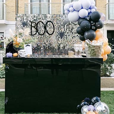 Silver Shimmer Wall Backdrop Halloween Parties Disco Wedding Shimmer Backdrops Panels Christmas Glitter Wall Background for Bachelorette Party Bridal Shower Stage Panel(24 Packs) - Image 2