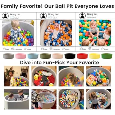Zedachica Ball Pit for Toddlers 35.43''x11.81 Baby Ball Pits Soft Memory Foam Ball Pit Round Kids Ball Pit Indoor Game Kids Play Ball Pool Ideal Gift for Girls and Boys (Grey, NO Balls) - Image 7