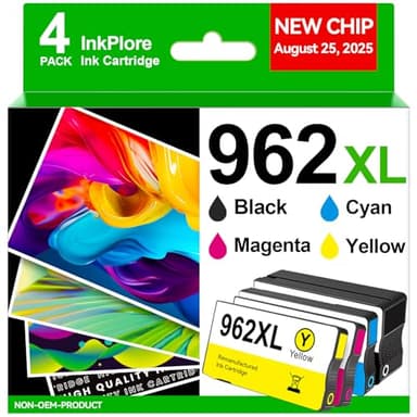 962XL Ink Cartridges Combo Pack Compatible for HP 962 962XL Ink Cartridges Combo Pack Compatible for HP Officejet Pro 9015e 9018e 9010 9025e 9015 9020 9018 Printer, 1 Black 3 Color - Image 1