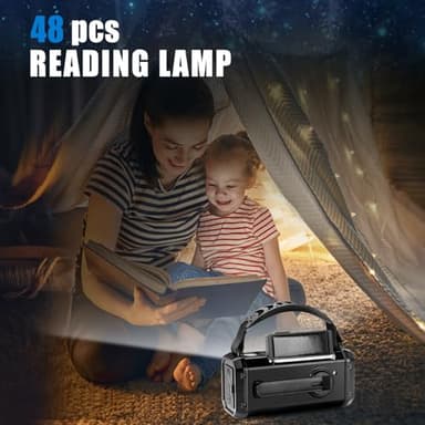 10000mAh Emergency NOAA/AM/FM Weather Radio, Type-C Charge, Solar Charging, SOS, 3 Modes LED Torch, Reading Lamp, Compass for Outdoor Survival (Black) - Image 8