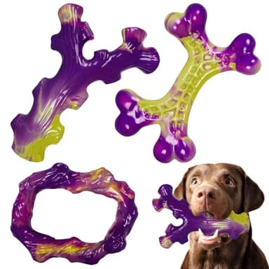 Frienhund Tough Dog Toys for Aggressive Chewers 3 Pack, Indestructible Dog Toy for Large Dogs, Bacon Flavored, Keeps Dogs Busy - Image 1
