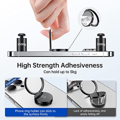 Syncwire Cell Phone Ring Holder Stand, 360 ° Rotation Finger Ring Kickstand Polished Metal Phone Grip Compatible with iPhone, Samsung, LG, Sony - Image 4
