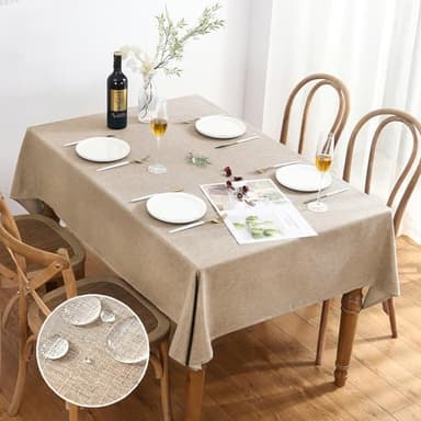 AUSSPVOCT 2 Pcs Textured Linen Table Cloth for Rectangle Table - 52x70 Inch Cloth Tablecloth Rectangular Waterproof Washable Fabric Dining Table Cover for Spring Wedding Party Kitchen Decor - Image 2
