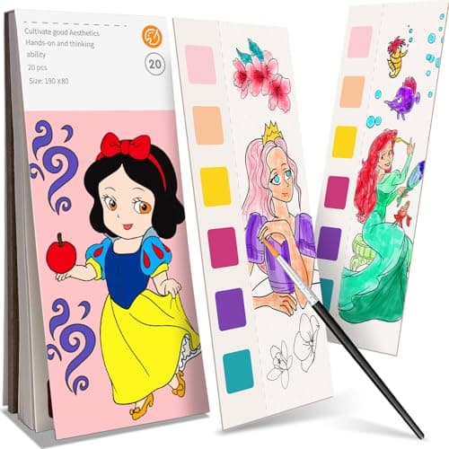 ZHOC Paint with Water Coloring Books for Kids, Pocket Mess Free Watercolor Painting Sets for Kids Ages 3 4 5 6 7 8+, Water Color Paint Set Arts and Crafts Gift for Boys Girls, Princess - Image 1
