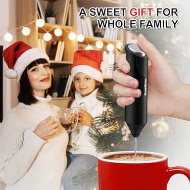 Bonsenkitchen Powerful Milk Frother for Coffee, Fast Handheld Drink Mixer with Stainless Steel Whisk, Battery Operated Hand Frother Stirrer Wand-Black - Image 7