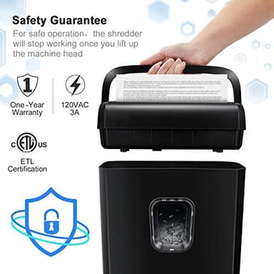 Bonsaii 6-Sheet Micro-Cut Paper Shredder, P-4 High-Security for Home & Small Office Use, Shreds Credit Cards/Staples/Clips, 3.4 Gallons Transparent Window Wastebasket, Black (C234-A) - Image 6