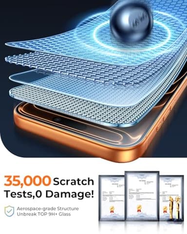 UNBREAK TOP 9H+ Glass 2+2 Packs for iPhone 17 Pro Screen Protector with Camera Lens Protector [Zero Bubble, Auto-Dust Removal] [10X Military Protection]17 Pro 6.3'' Tempered Glass Full Edge Coverage - Image 6