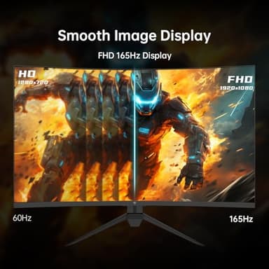 KTC 32 Inch Curved Gaming Monitor, FHD 1080P 165Hz PC Monitor, 1500R, 122% sRGB with HDR, FreeSync Premium, HDMI 2.0x2, DisplayPort 1.4, VESA Compatible, Tilt Adjustable, Eye Care, H32S17C - Image 3