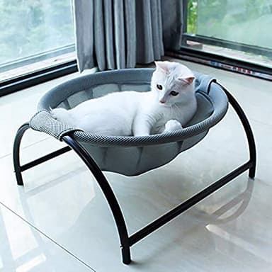 JUNSPOW Cat Bed Dog/Pet Hammock Bed Free-Standing Kitty Sleeping Cat Supplies Pet Supplies Whole Wash Stable & Breathable Easy Assembly Indoors Outdoors, 16.9 in x 16.9 in x 9.5 in - Image 1