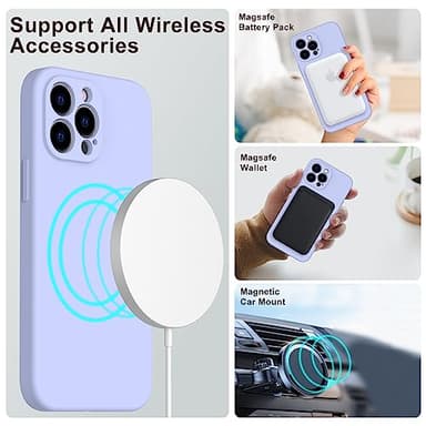 DEENAKIN Magnetic for iPhone 12 Pro Case Silicone with Screen Protector - [Compatible with MagSafe] - Camera Protection - Slim Fit Protective Phone Cover 6.1" for Women Girls - Lavender Purple - Image 3