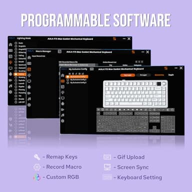 EPOMAKER X Aula F75 MAX Wireless Mechanical Keyboard with TFT Screen and Knob, Gasket Gaming Keyboard in 75% Layout, Hot Swappable, RGB Backlight, for PC/Mac/Linux (Blue&White&Purple) - Image 7