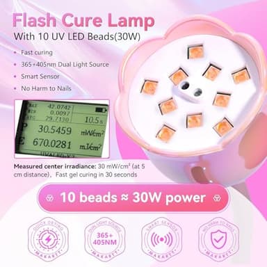 Makartt UV LED Nail Lamp - Mini UV Light for Gel Nails Polish Fast Curing Goosenecks Lamp 30W Rechargeable LED Nail Light Nail Dryer with 4 Timers & Auto Sensor for Salon Home DIY Use - Image 4