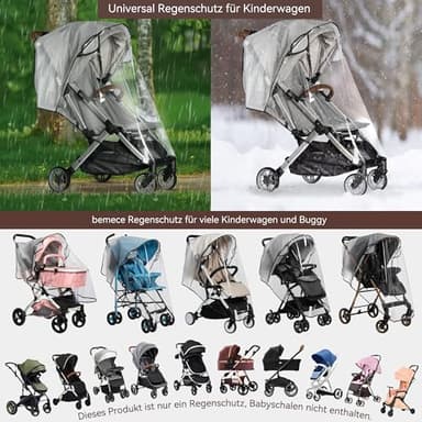 Bemece Stroller Rain Cover, Universal Stroller - Waterproof Windproof Travel Weather Shield Thick & Durable Protect from Dust and Snow with Breathable Ventilation Mesh Clear Visibility - Image 4