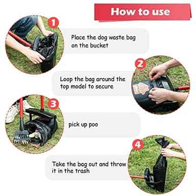 HUZSV Pooper Scooper Large Swivel Bin & Rake for Large & Small Dogs Non-Breakable Dog Poop Scooper with 20 Waste Bags Easy to Clean Pet Waste Use on Grass, Dirt or Gravel - Pet Supplies - Image 3