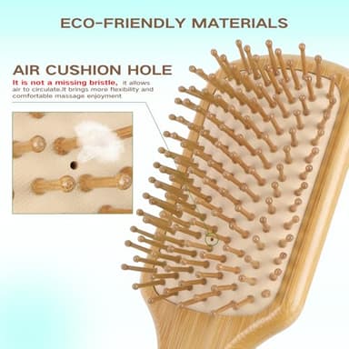 100% Bamboo Hair Brushes and Comb Set by Combetter, Comb for Women and Detangling, Great on All Hair, Eco-Friendly and Handmade for Women Men and Kids - Image 2