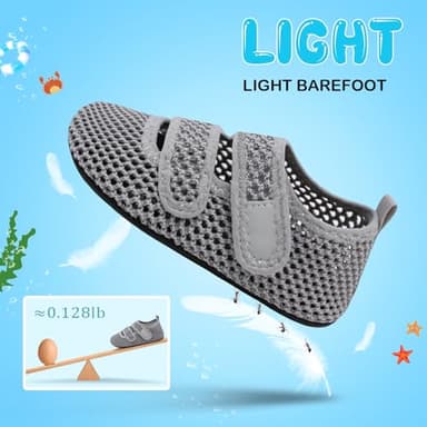 BARERUN Water Shoes Toddler Boys Girls Quick Dry Barefoot Aqua Shoes Swim Pool Beach Shoes Non Slip Breathable Sandals Lightweight Summer House Slippers LightgreyHole 3.5-4.5 - Image 6