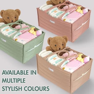 Baby Diaper Caddy Organizer, Stylish Storage Basket for Newborn Essentials & Diaper Station, Functional Changing Table Organizer. (Sage Green) - Image 7