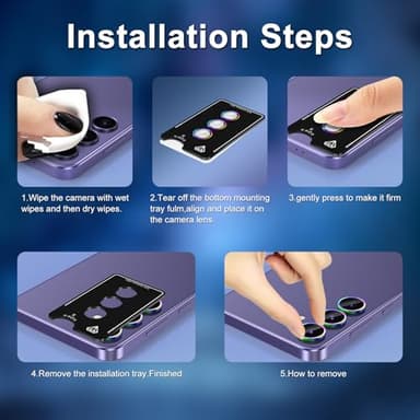 Avocase for Samsung Galaxy S25 Plus Camera Lens Protector, Individual Metal Ring Tempered Glass Lens Cover, [Strong Adsorption] Scratch Resistant Ultra-Thin HD Clear Lens Cover, 1 Set-Black - Image 6