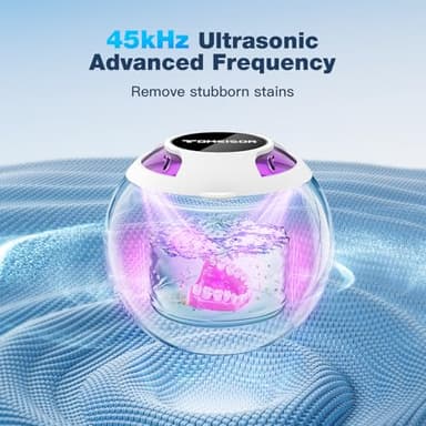 Ultrasonic Retainer Cleaner Machine,45kHz Ultrasonic Cleaner,UV Lamp 360°Cleaning for Dentures,Mouth Guard,Jewelry,Braces,Toothbrush Heads with 200 ML Dental Cleaning Pod, 3 Modes,White - Image 3