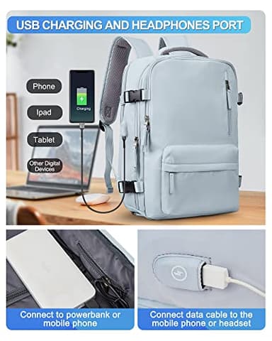 VGCUB Large Travel Backpack Bag for Women Men,Carry on Backpack,17 Inch Laptop Business Work Waterproof Backpack with Laptop Compartment,Person Item Flight Approved,Mochila de Viaje,Blue - Image 3