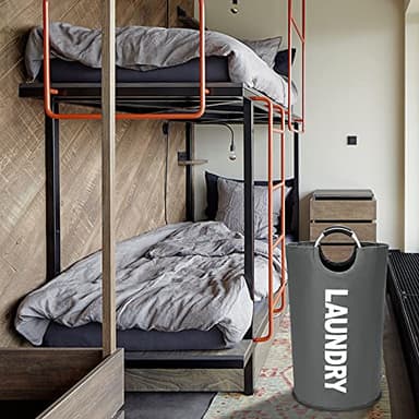 DOKEHOM 90L Large Laundry Basket, Collapsible Laundry Bag, Freestanding Tall Clothes Hamper, Foldable Washing Bin (Dark Grey) - Image 9