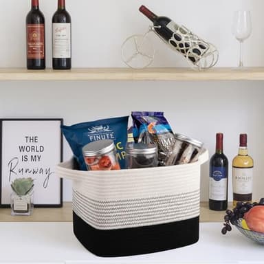 OIAHOMY Storage Basket, Woven Baskets for Storage, Cotton Rope Basket for toys,Towel Baskets for Bathroom - Pack of 3, Gradient Dark - Image 5