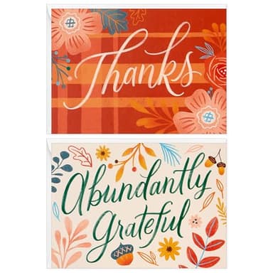 Hallmark Fall Floral Thank You Note Card Assortment (50 Cards with Envelopes) for Weddings, Teachers, Clergy, Bosses, Thanksgiving - Image 1