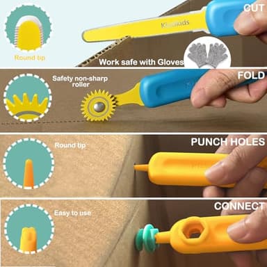 Kizzikids Cardboard Tools for Kids with Cutter &Tool Box, 149 PCS Cardboard Construction Kit for Family & Team Activities, Creative STEM Educational Toys Gift for Boys and Girls Aged 5+ - Image 4