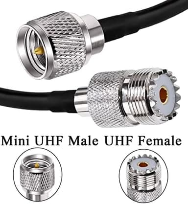 TUOLNK Mini UHF Male to UHF Female Extension Cable Mini Male Plug to SO239 PL259 Female Jack Coax Jumper Cable RG58 for CB Radio Antennas 20inch(50cm) 2Pcs - Image 6
