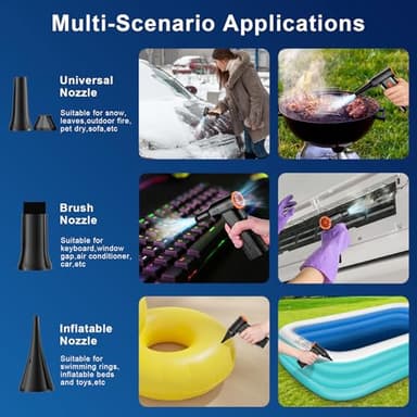 Compressed Air Duster, 130000RPM Multi-Gear Adjustable Electric Air Duster with Brushless Motor, Replaces Compressed Air Cans, Rechargeable Cordless Air Blower for Home Outdoor Computer Keyboard Car - Image 4