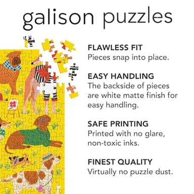 Galison Fashionable Dogs – 500 Piece Jigsaw Puzzle Featuring Vibrant Artwork of Well Dressed and Glamorous Dogs in All Shapes and Sizes - Image 4
