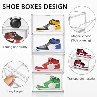 DAYOOH Acrylic Sneaker Shoe Display Case Transparent Shoe Box Storage Bins Clear Plastic Stackable Boot Handbag Organizer Containers with Lids, 1Pack Size 14 - Image 4