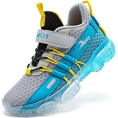 JMFCHI Boys Girls Kids' Sneakers Knitted Mesh Sports Shoes Breathable Lightweight Running Shoes for Kids Fashion Athletic Casual Shoes Grey Blue 1.5 Little Kid - Image 1