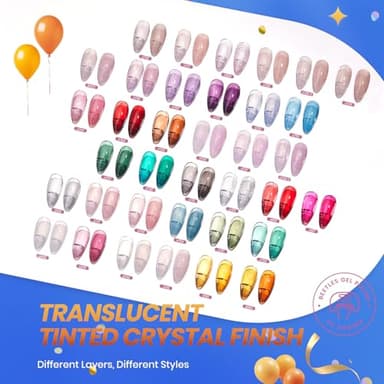 Beetles Jelly Gel Nail Polish Set, 53PCS 36 Colors Jelly Pink Milky White Red Black Blue Green Silver Cat Eye Base Glitter Glossy Matte Top Coat Crystal Ice Collection French Nails Gift for Women - Image 2