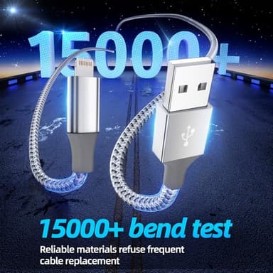 iPhone Charger 3pack 10FT Apple MFi Certified Long Lightning Cable Fast Charging High Speed Data Sync USB Cable Compatible iPhone 14 13/12/11 Pro Max/XS MAX/XR/XS/X/8/7/Plus/6S (Grey White) - Image 7