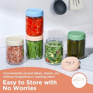 DRKIO 16 Oz Overnight Oats Containers with Lids - 6 Pack Glass Storage Jars with Airtight Lids Wide Mouth Mason Food Jars Great for Meal Prep Salad Chia Pudding Snacks Yogurt Sugar Spice Cereal - Image 6