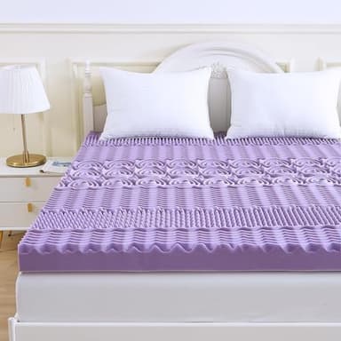 MUXHOMO 3 Inch 7-Zone Queen Mattress Topper, Egg Crate Foam Mattress Topper Queen Size for Back Pain, Lavender Cooling Gel Infused Bed Pad, CertiPUR-US and Oeko-TEX Certification (60"×80") - Image 7