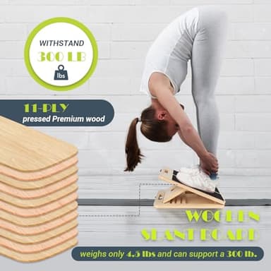 Slant Board for Calf Stretching, Adjustable Portable Wooden Incline Board for Calf Stretcher with Training Poster, 300 Lbs Weight Capacity Physical Therapy Equipment for Leg, Knees, Heel, Ankle - Image 3