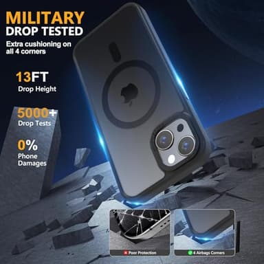 Thomo Strong Magnetic for iPhone 13 Case & iPhone 14 Case [Compatible with Magsafe] Translucent Matte Slim Shockproof Women Girl Anti-Fingerprint Protective Case for iPhone 14/13 6.1", Black - Image 5