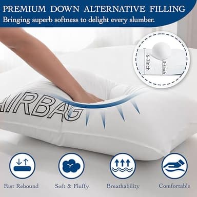 Luxury Bed Pillows Queen Size Set of 2 - Fluffy & Supportive Rebound for Side Back Sleepers - Relief Neck Pain - Hotel Premium Down Alternative Soft Pillows for Sleeping - Skin Friendly - Cooling - Image 3